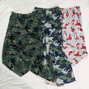 CUDDL DUDS Fleece Youth pajama pants Lot of 3 Flannel Camo Sz 10 Green Kohls